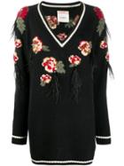 Twin-set Rose Embroidered Sweater - Black