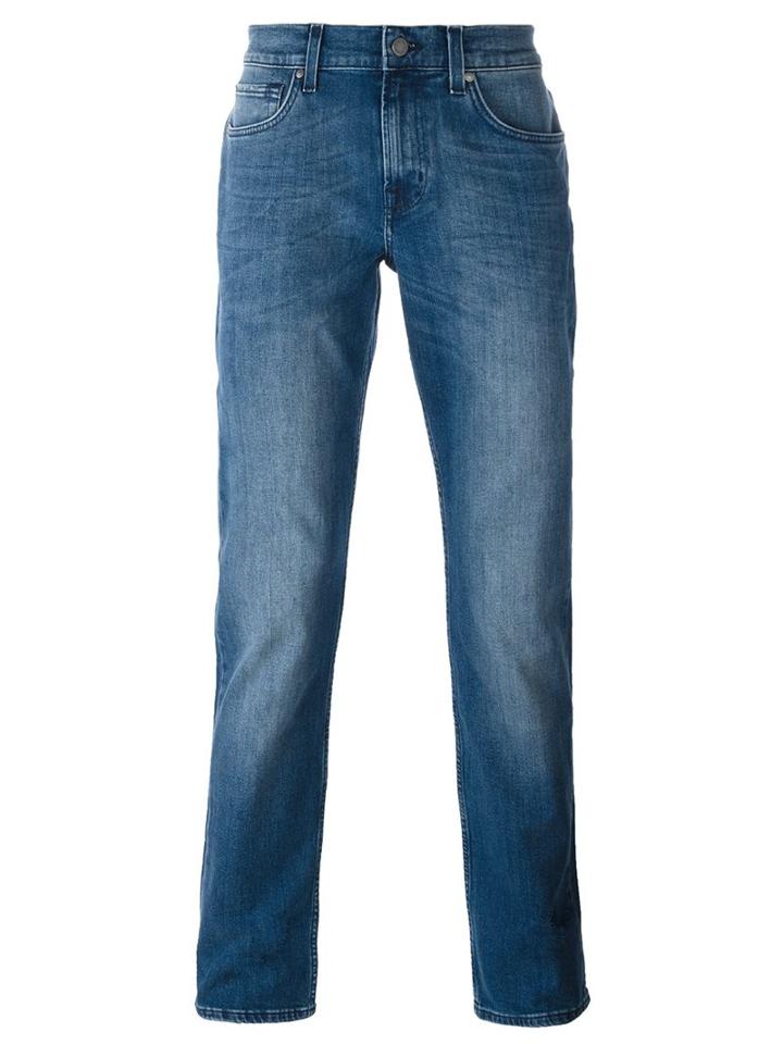 7 For All Mankind Slim-fit Jeans, Men's, Size: 36, Blue, Cotton/polyester/spandex/elastane