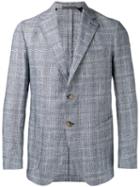 Eleventy Checked Slim-fit Blazer, Men's, Size: 50, Blue, Cotton/linen/flax/polyamide/cupro