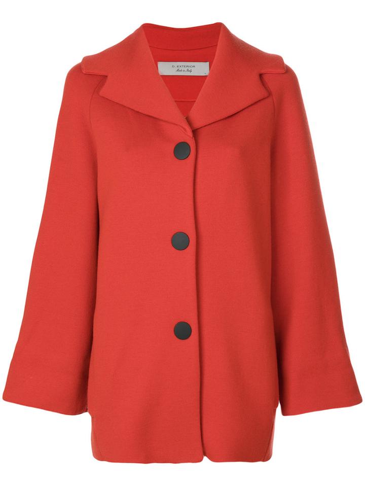 D.exterior - Cape Style Coat - Women - Wool/polyester - S, Red, Wool/polyester