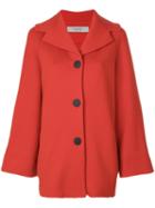 D.exterior - Cape Style Coat - Women - Wool/polyester - S, Red, Wool/polyester