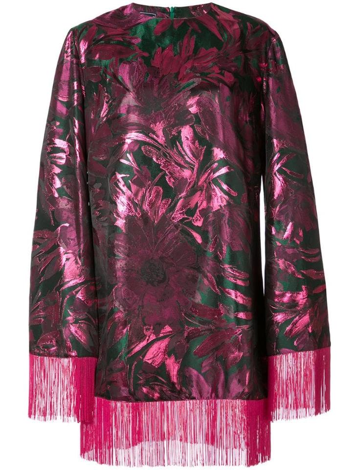 Taller Marmo Blowup Floral Jacquard Dress - Metallic
