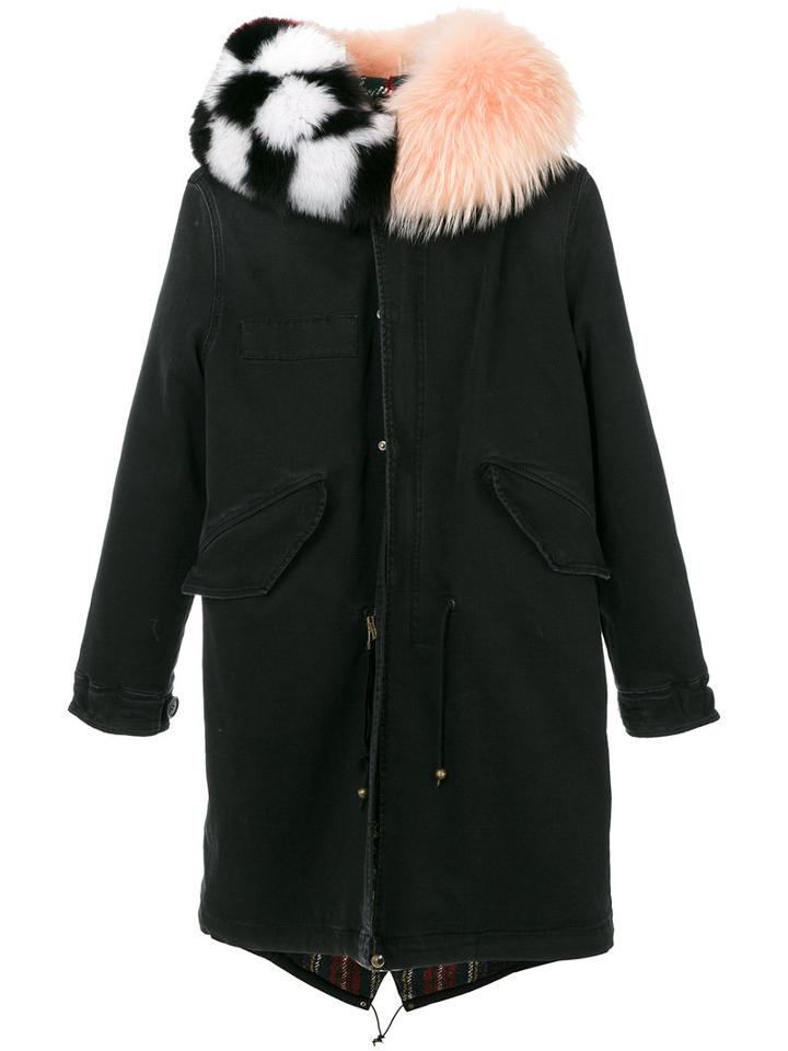 Mr & Mrs Italy - Hooded Parka - Women - Silk/cotton/fox Fur/glass - Xs, Black, Silk/cotton/fox Fur/glass