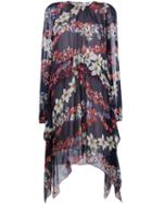 Msgm Floral Print Shift Dress, Women's, Size: 40, Black, Polyester/silk