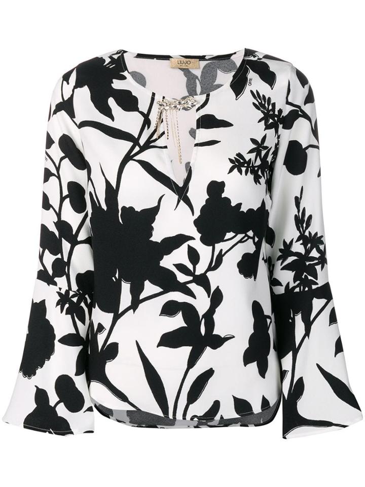 Liu Jo 'leaves' Print Blouse - Black