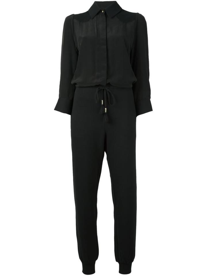 Just Cavalli Tapered Leg Jumpsuit, Women's, Size: 40, Black, Viscose/polyamide/spandex/elastane/silk