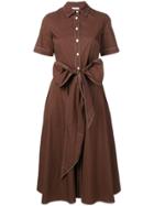 P.a.r.o.s.h. Oversized Bow Shirt Midi Dress - Brown