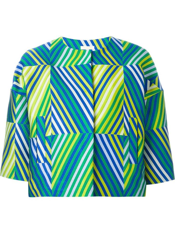 P.a.r.o.s.h. Striped Boxy Jacket, Women's, Size: Xl, Blue, Polyester/polyamide