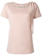 Twin-set Embellished Neck T-shirt, Women's, Size: Xs, Pink/purple, Cotton/polyester