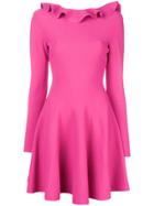 Valentino Ruffle Neck Short Dress - Pink & Purple