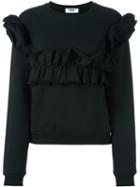 Msgm Ruffle Detail Sweatshirt, Women's, Size: Large, Black, Cotton