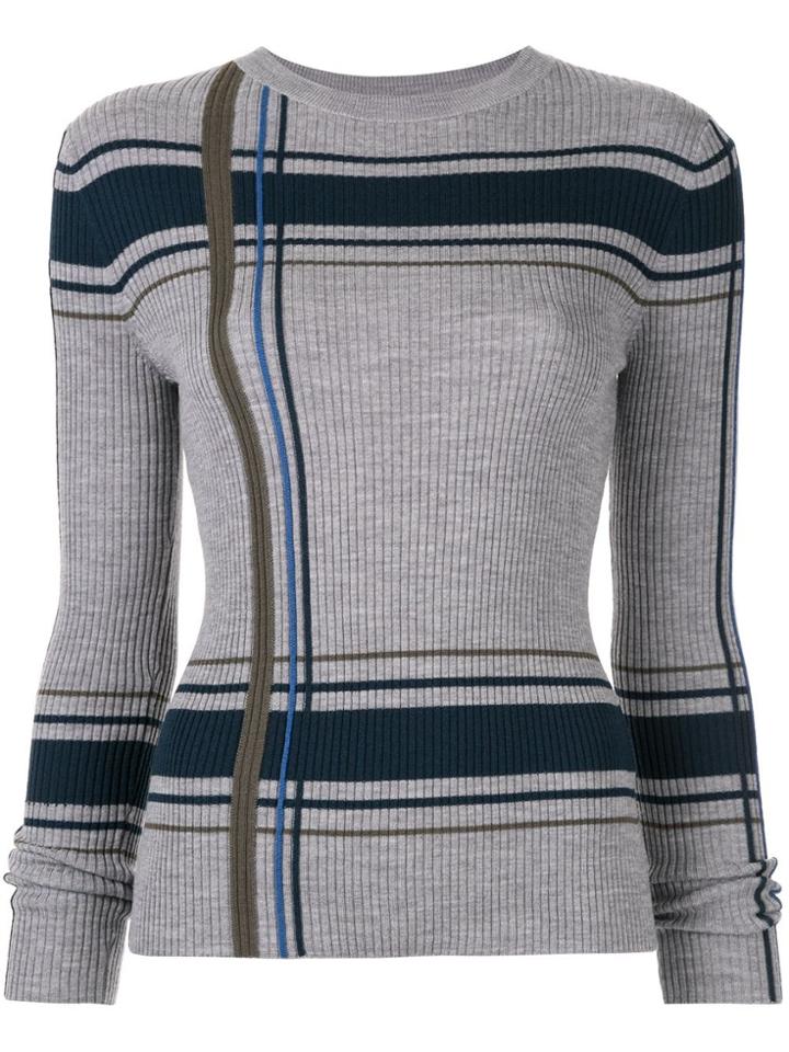 Portspure Striped Slim-fit Jumper - Grey