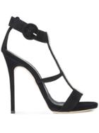 Giuseppe Zanotti Design Rhinestone Embellished T-bar Sandals - Black