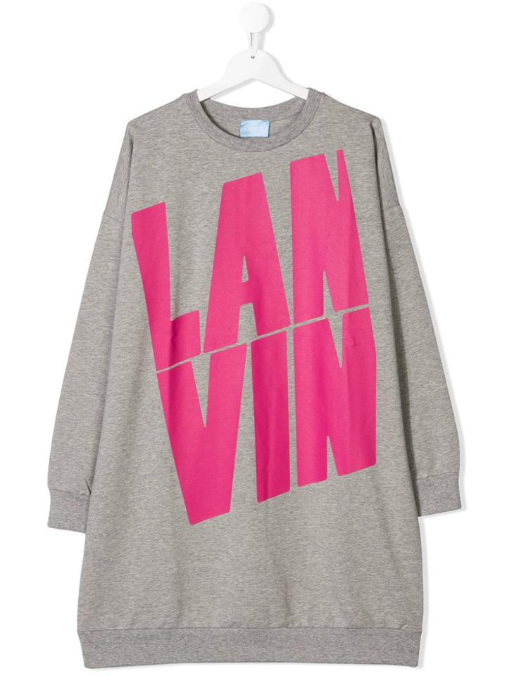 Lanvin Enfant Logo Sweater Dress - Grey