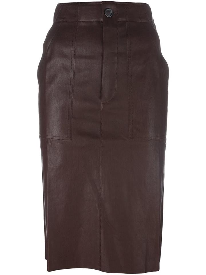 Stouls 'lino' Skirt, Women's, Size: Small, Brown, Lamb Skin/cotton/lyocell/spandex/elastane