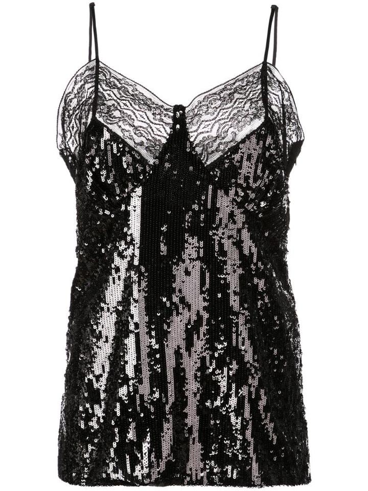 Michael Kors Lace Trimmed Sequinned Top - Black