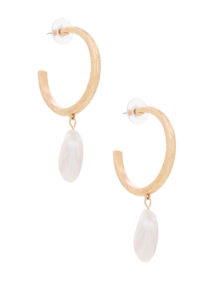 Oscar De La Renta Hoop Earrings With Drop Pendant - Metallic