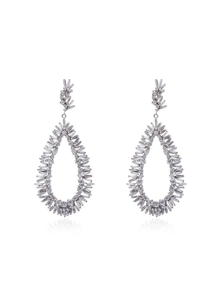 Suzanne Kalan White Pear Drop Diamond Earrings