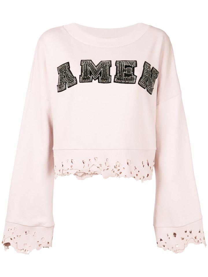 Amen Embroidered Logo Sweatshirt - Pink & Purple