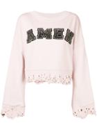Amen Embroidered Logo Sweatshirt - Pink & Purple