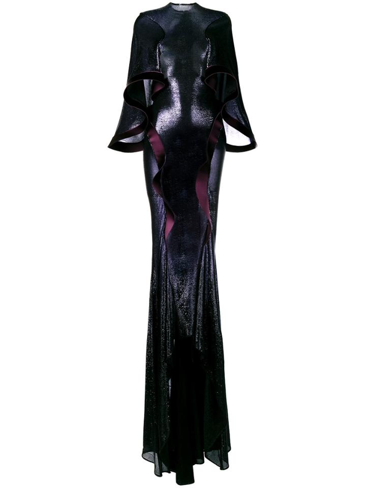 Esteban Cortazar Metallic Stretch Knit Gown - Blue