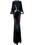 Esteban Cortazar Metallic Stretch Knit Gown - Blue