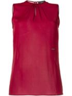 Dsquared2 Gathered Detail Top, Women's, Size: 38, Red, Silk/polyamide/spandex/elastane