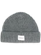 Dondup Logo Patch Knitted Beanie - Grey