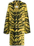 Laneus Animal Print Cardi-coat - Yellow