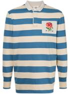 Kent & Curwen Rose Patch Striped Polo Shirt - Blue