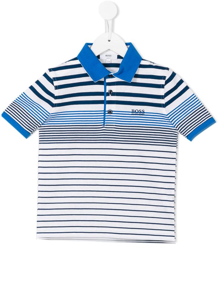 Boss Kids Stripe Print Polo Shirt, Boy's, Size: 12 Yrs, Blue