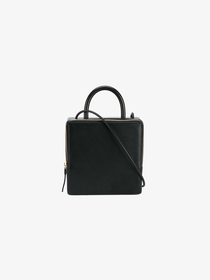 Building Block Box Shoulder Bag, Women's, Black, Leather