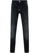 Philipp Plein Rip Detail Distressed Jeans, Men's, Size: 31, Black, Cotton