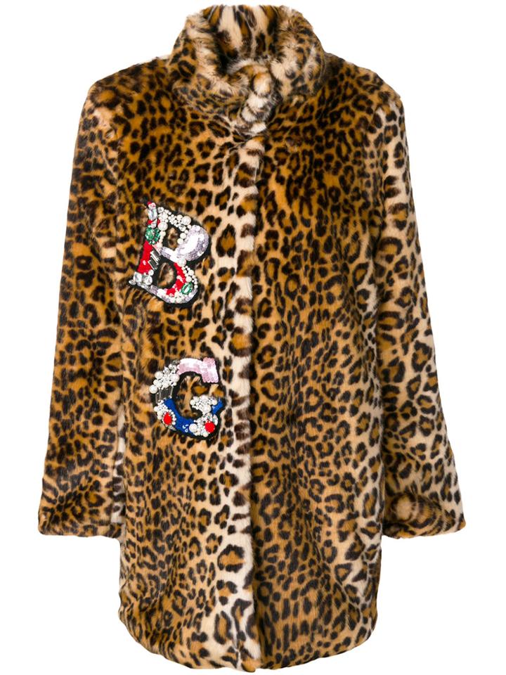 Blugirl Embellished Faux Fur Coat - Brown