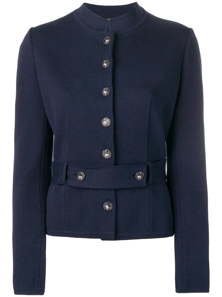 Chanel Vintage Mandarin Collar Fitted Jacket - Blue