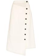 Low Classic Asymmetric Button-down Skirt - White