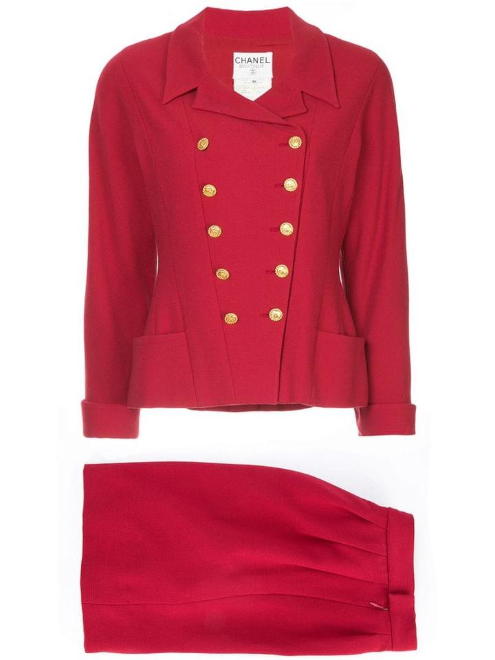 Chanel Pre-owned Double-breasted Skirt Suit - Red