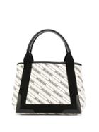 Balenciaga Logo Print Shopping Bag - White