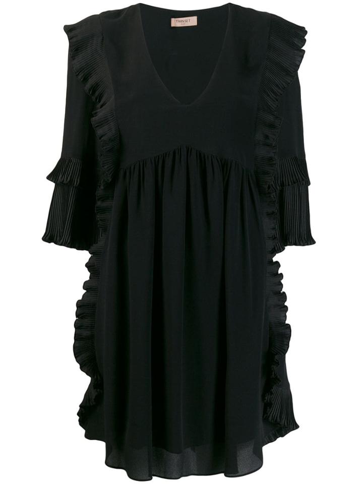 Twin-set Ruffled Day Dress - Black