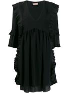 Twin-set Ruffled Day Dress - Black