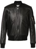 Saint Laurent Leather Bomber Jacket, Men's, Size: 50, Black, Cupro/cotton/lamb Skin/polyurethane