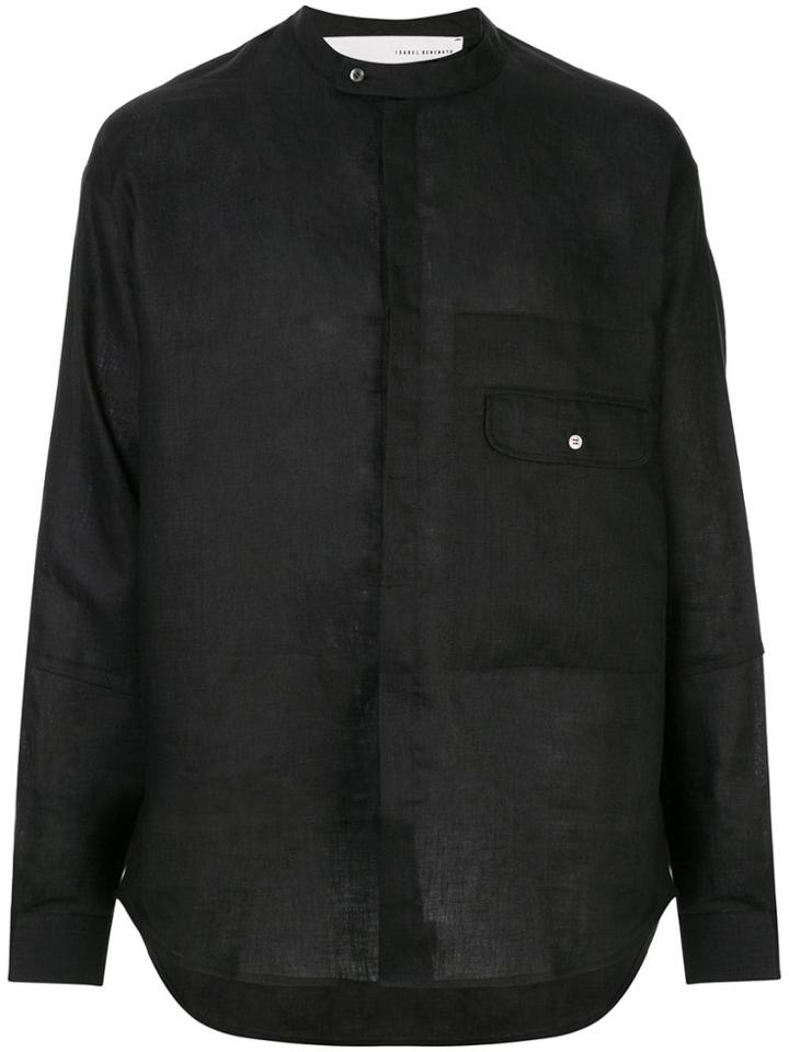 Isabel Benenato Flap Pocket Shirt - Black