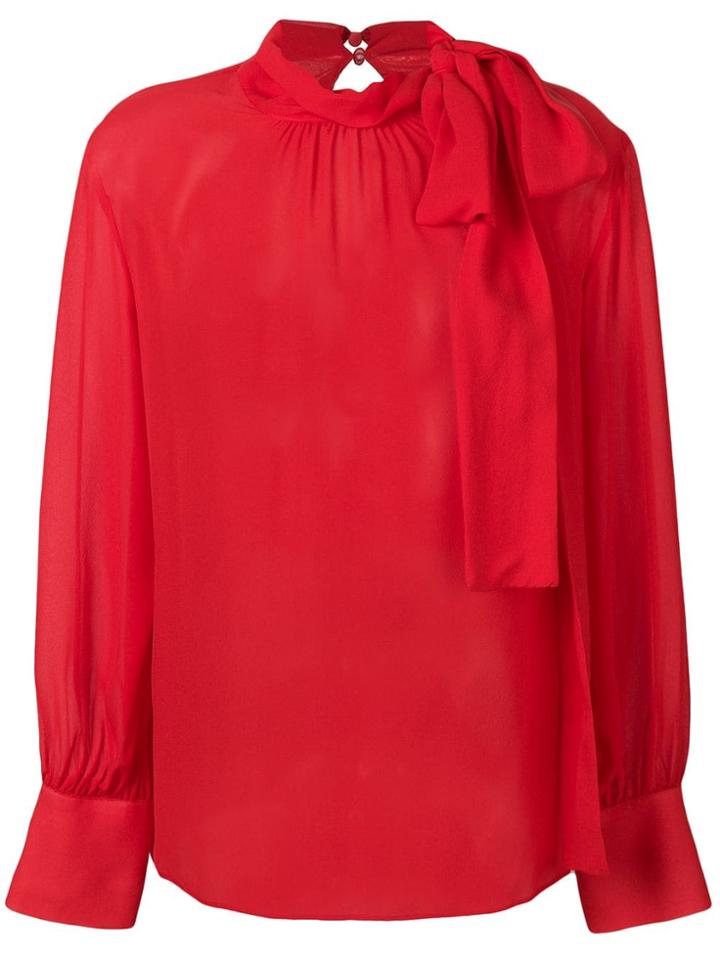 Federica Tosi Semi-sheer Long Sleeve Blouse - Red