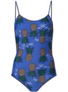 Sea Pineapple Print Swimsuit, Women's, Size: Medium, Blue, Nylon/spandex/elastane