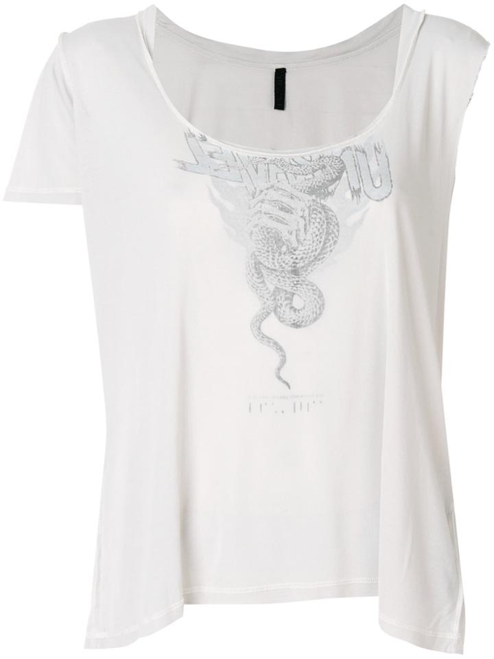 Unravel Project Asymmetric Sleeve Raw-edge Tank - Grey