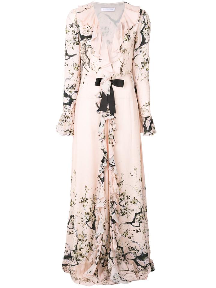 Blanchett Dame Ruffled Trim Dress - Pink & Purple
