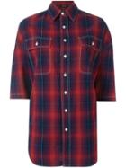 R13 Oversized Plaid Shirt, Women's, Size: M, Red, Cotton/linen/flax