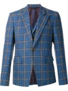 Vivienne Westwood Grid Print Vest Detail Blazer, Men's, Size: 48, Blue, Cotton/acetate/viscose/wool