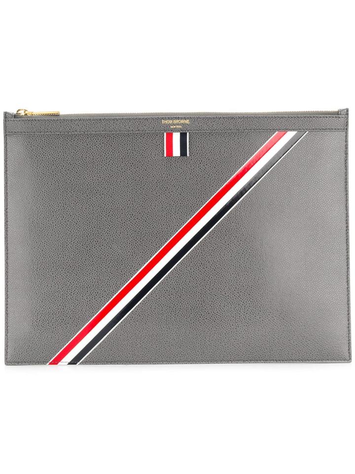Thom Browne Diagonal Intarsia Stripe Leather Medium Document Holder -