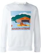 Maison Kitsuné Hangar Print Sweater, Men's, Size: Small, White, Cotton